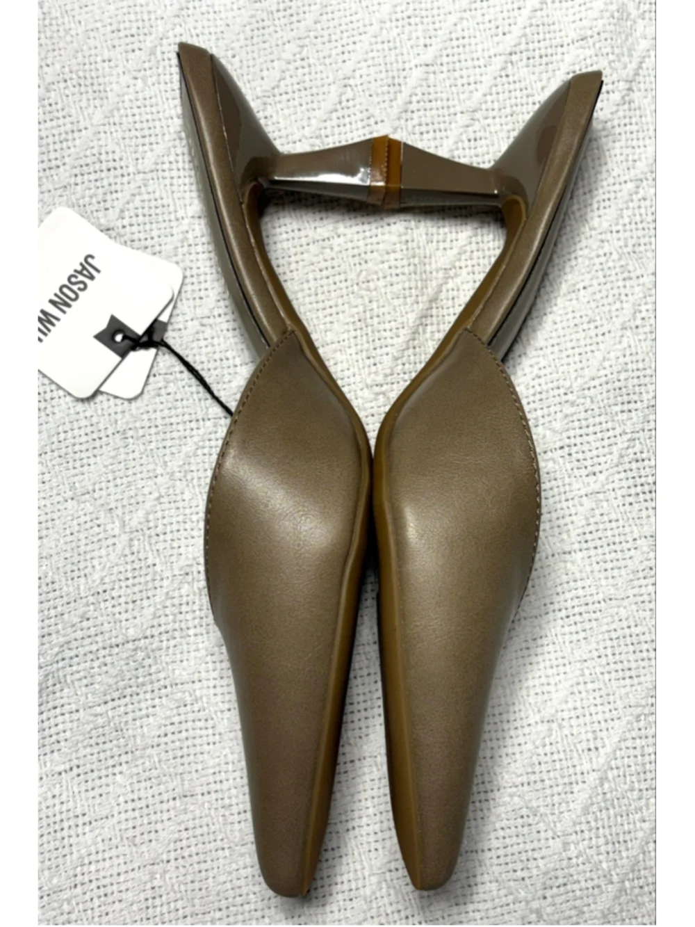 Jason Wu Taupe Pointed Toe Mule Heels Size 7 NIB Minimalist Normcore 